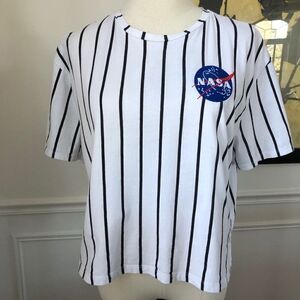 Primary NASA Cropped Stripe TShirt L 10 12